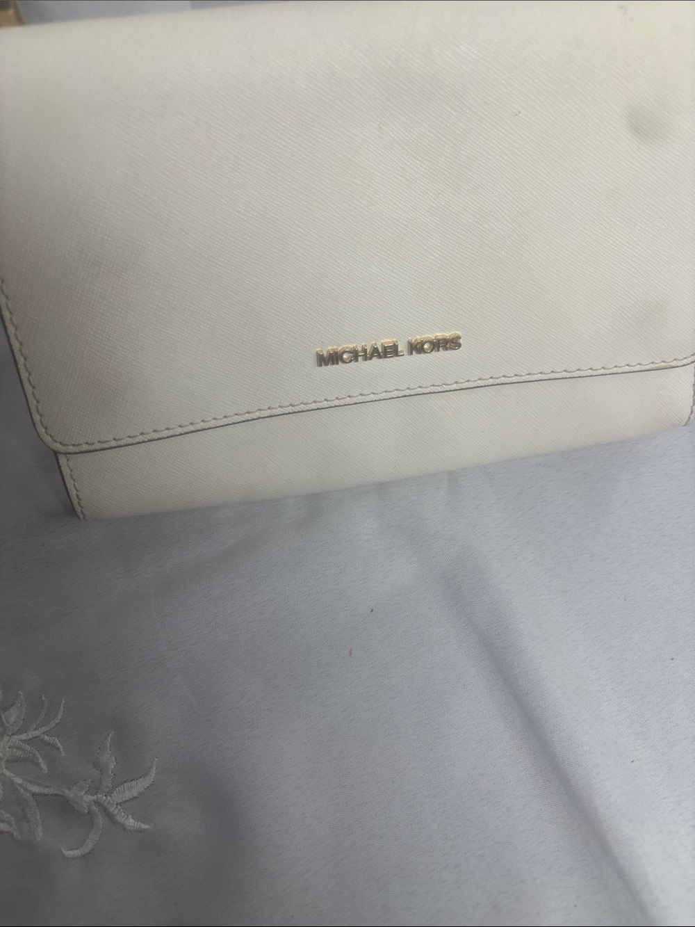 Michael Kors Cream Crossbody with Gold Logo Detail